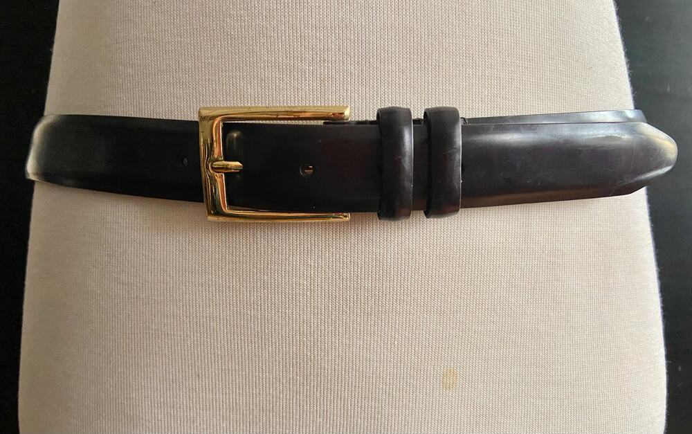 ALLEN EDMONDS Dark Brown Polished Cobbler Leather Belt Mens sz 42